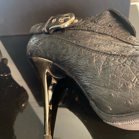 Giuseppe Zantotti Black and Silver Ostrich Bootie  Shoe Very Rare Size 38 - Picture 9 of 13
